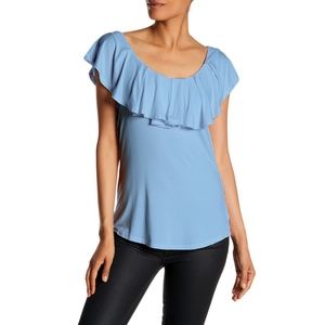 NWT Cable & Gauge Light Blue Ruffle Prairie Top